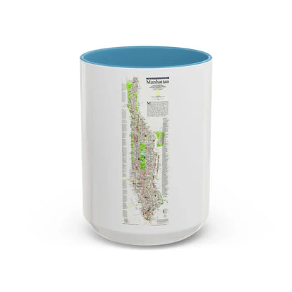 USA - Manhattan (1990) (Map) Accent Coffee Mug 15oz Light Blue - Go Mug Yourself