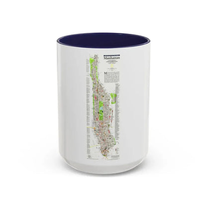 USA - Manhattan (1990) (Map) Accent Coffee Mug 15oz Navy - Go Mug Yourself