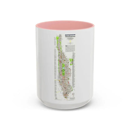 USA - Manhattan (1990) (Map) Accent Coffee Mug 15oz Pink - Go Mug Yourself