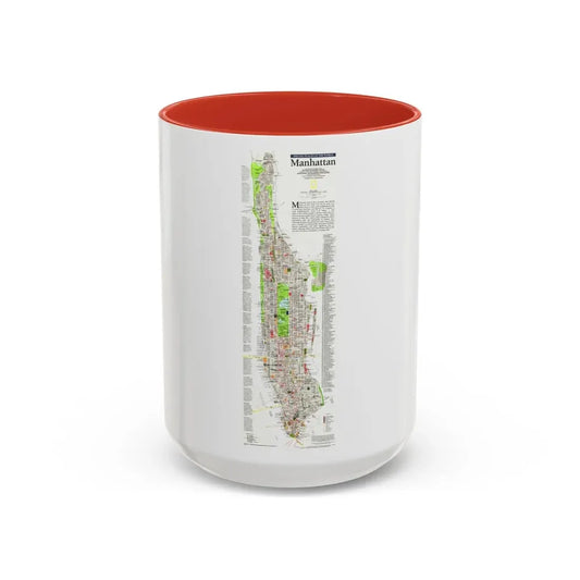USA - Manhattan (1990) (Map) Accent Coffee Mug 15oz Red - Go Mug Yourself