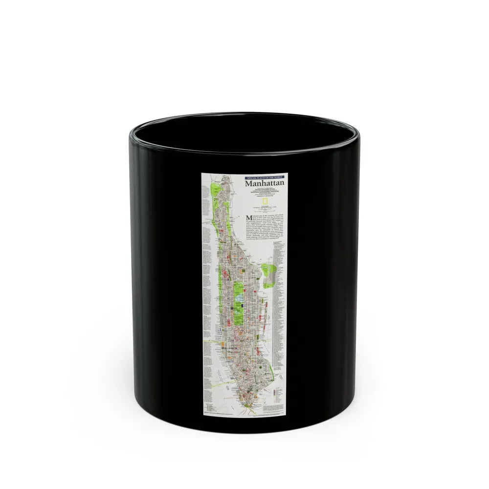 USA - Manhattan (1990) (Map) Black Coffee Mug-11oz-Go Mug Yourself