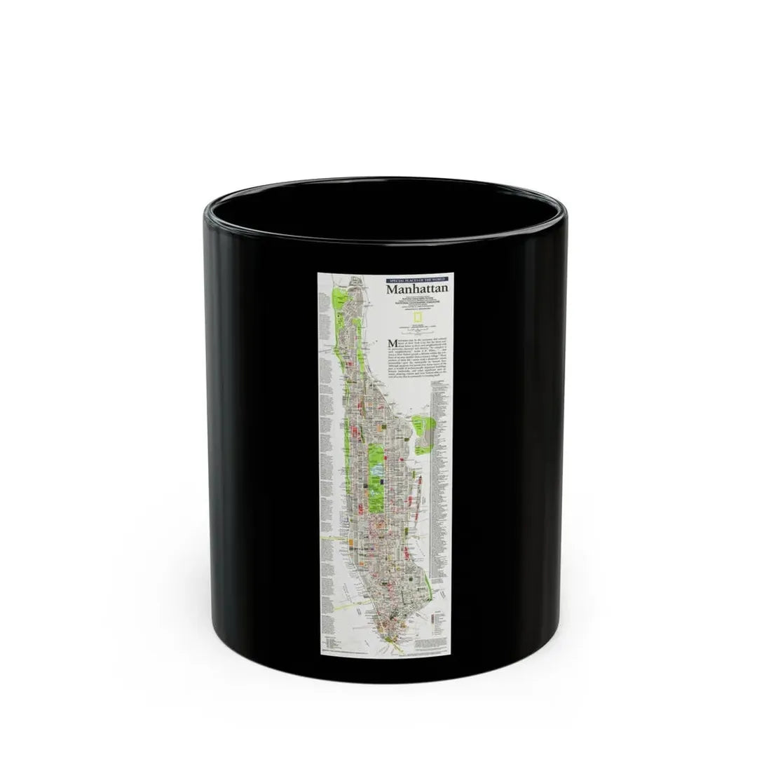 USA - Manhattan (1990) (Map) Black Coffee Mug 11oz - Go Mug Yourself