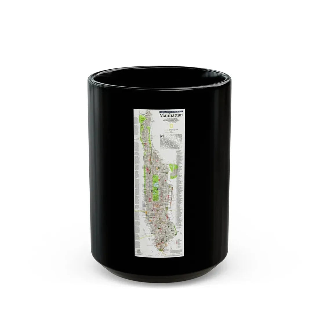 USA - Manhattan (1990) (Map) Black Coffee Mug 15oz - Go Mug Yourself