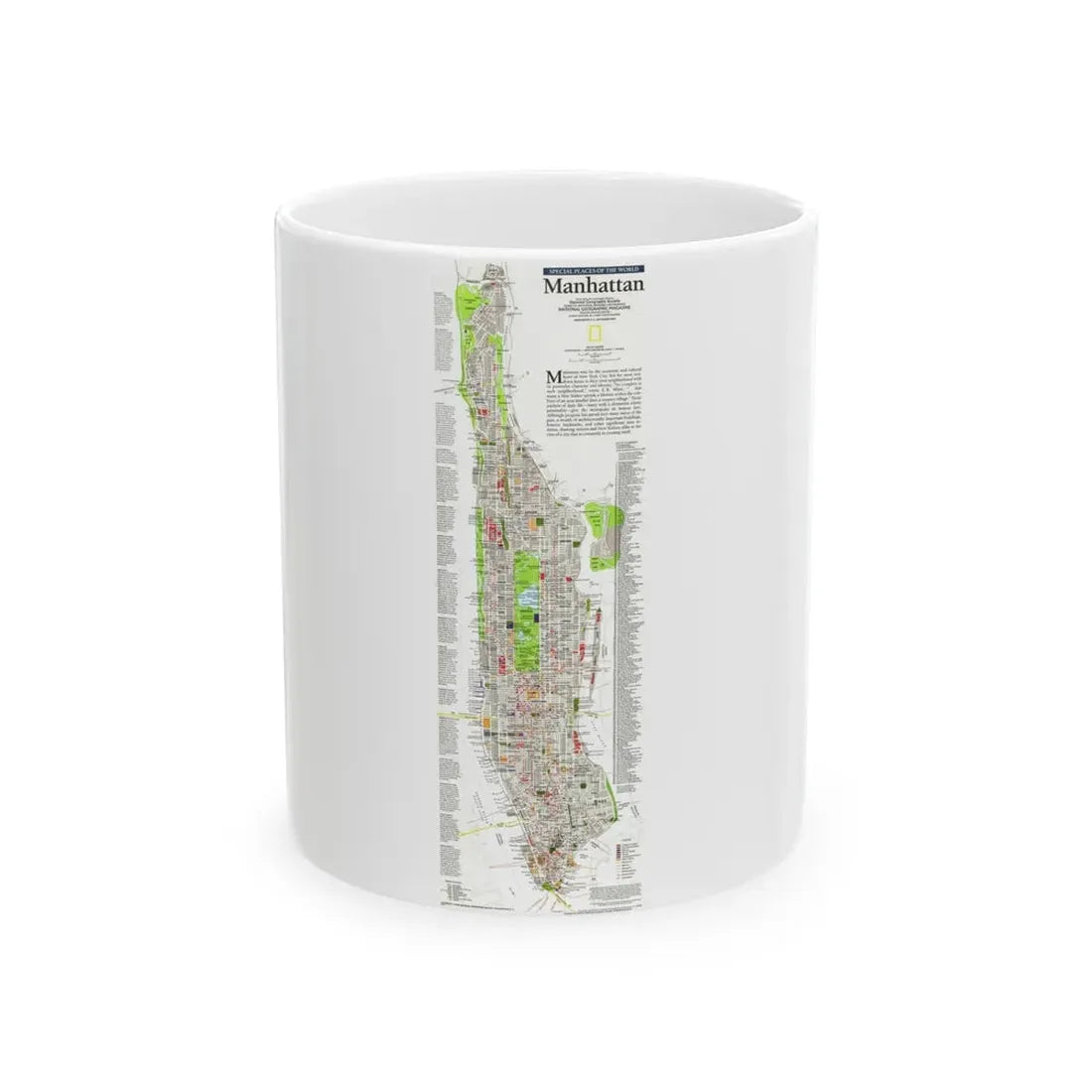 USA - Manhattan (1990) (Map) White Coffee Mug 11oz - Go Mug Yourself