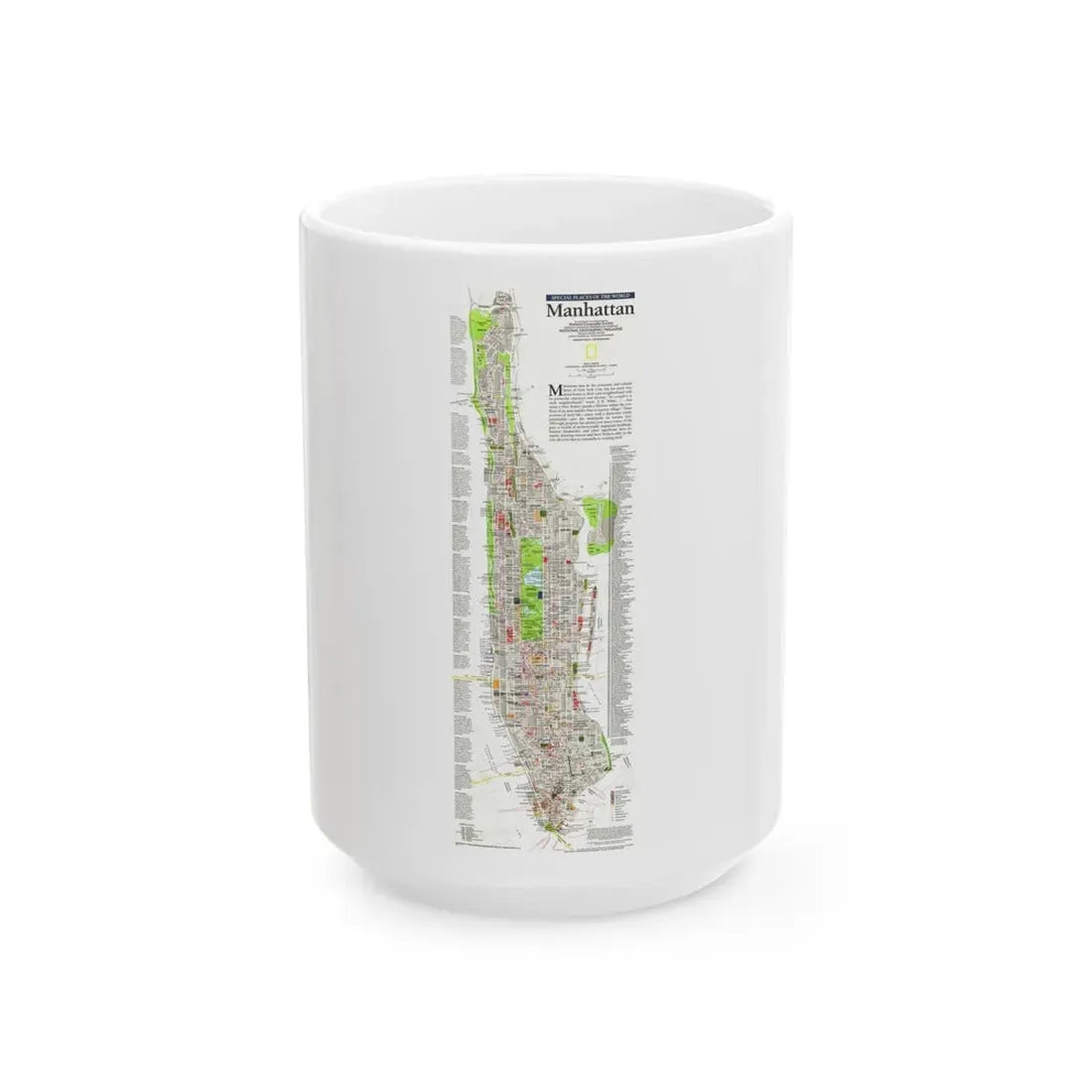 USA - Manhattan (1990) (Map) White Coffee Mug 15oz - Go Mug Yourself