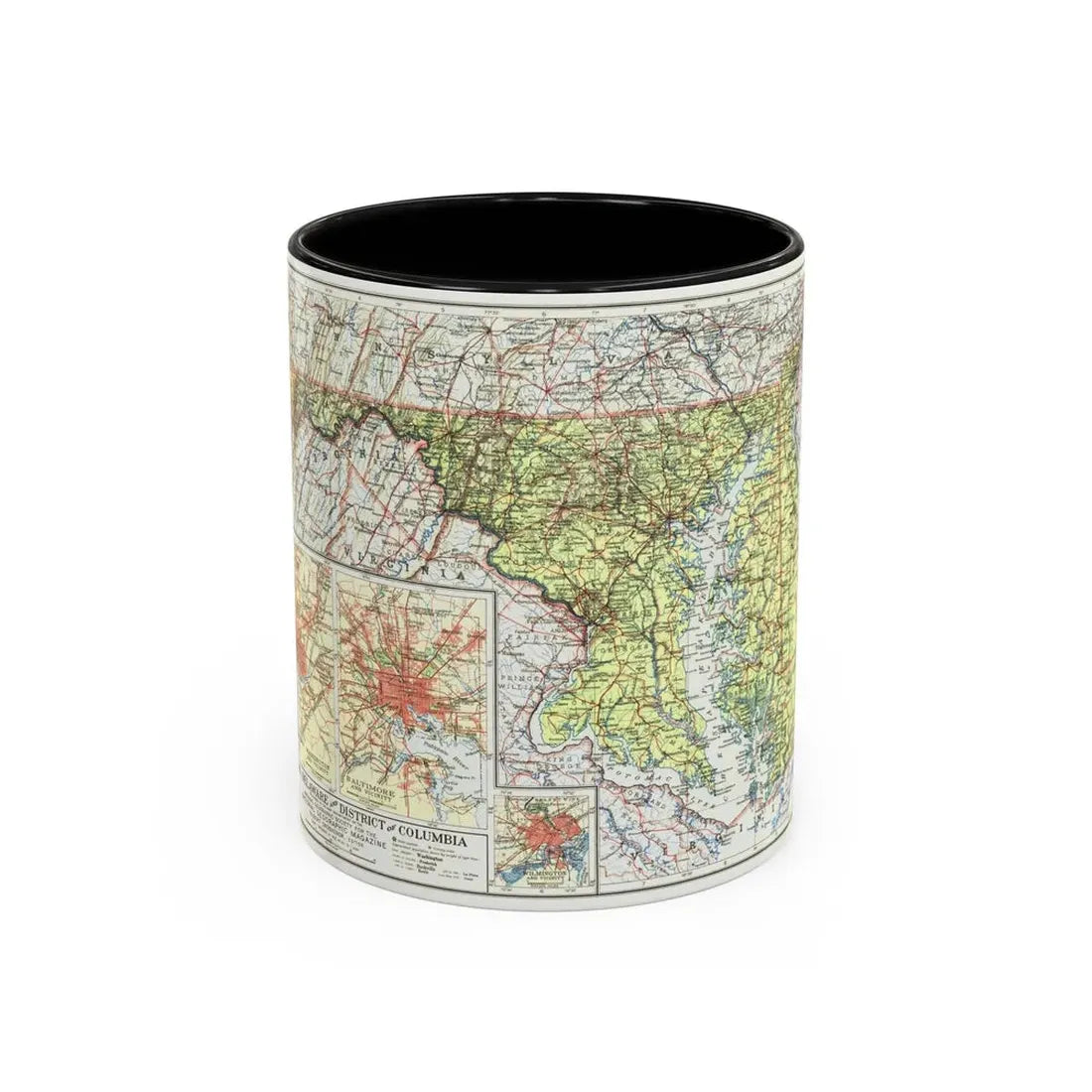 USA - Maryland, Delaware (1927) (Map) Accent Coffee Mug 11oz Black - Go Mug Yourself