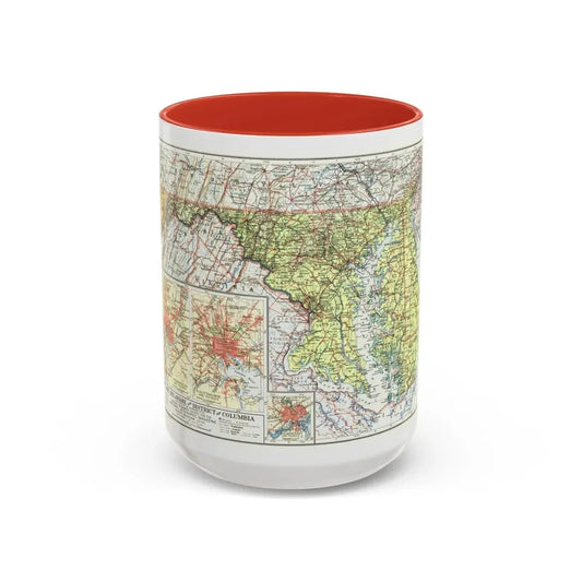 USA - Maryland, Delaware (1927) (Map) Accent Coffee Mug 15oz Red - Go Mug Yourself