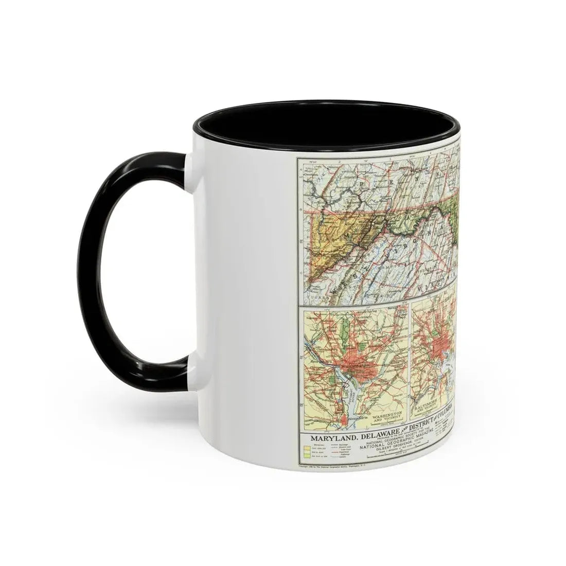 USA - Maryland, Delaware (1927) (Map) Accent Coffee Mug - Go Mug Yourself