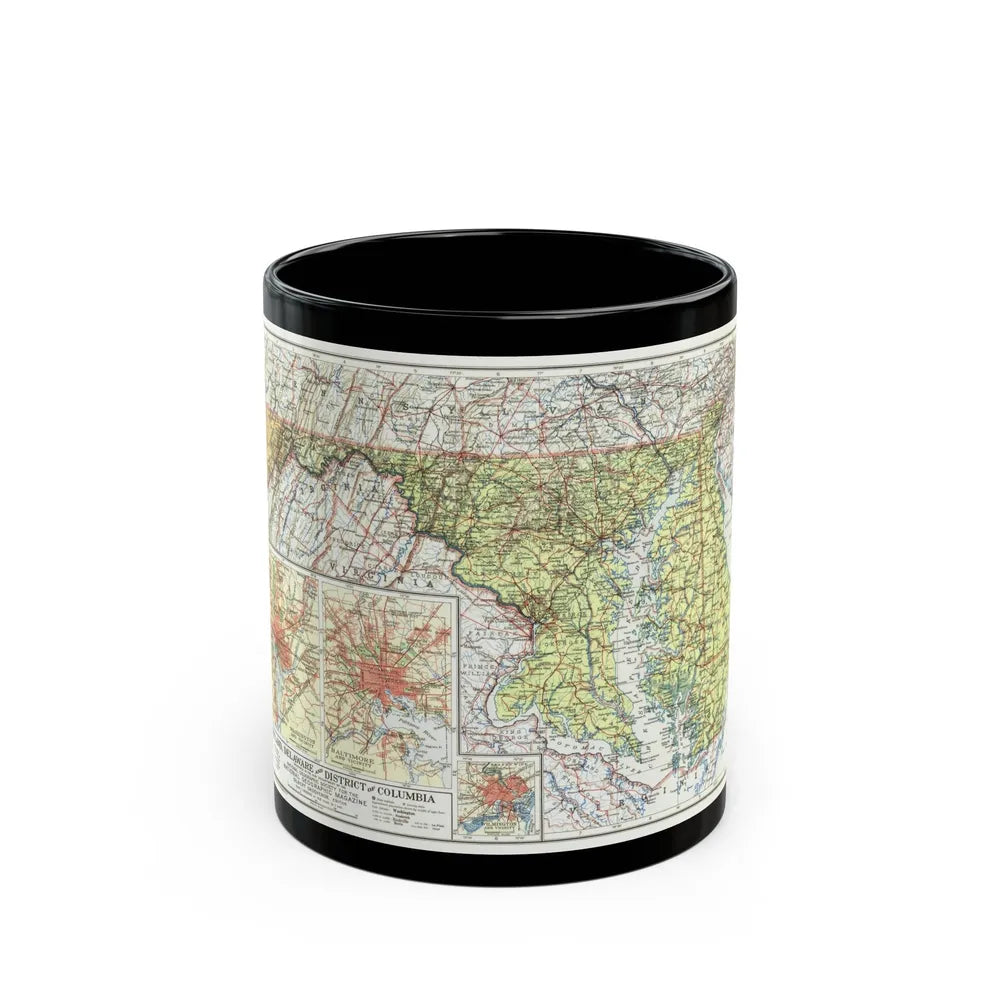 USA - Maryland, Delaware (1927) (Map) Black Coffee Mug-11oz-Go Mug Yourself