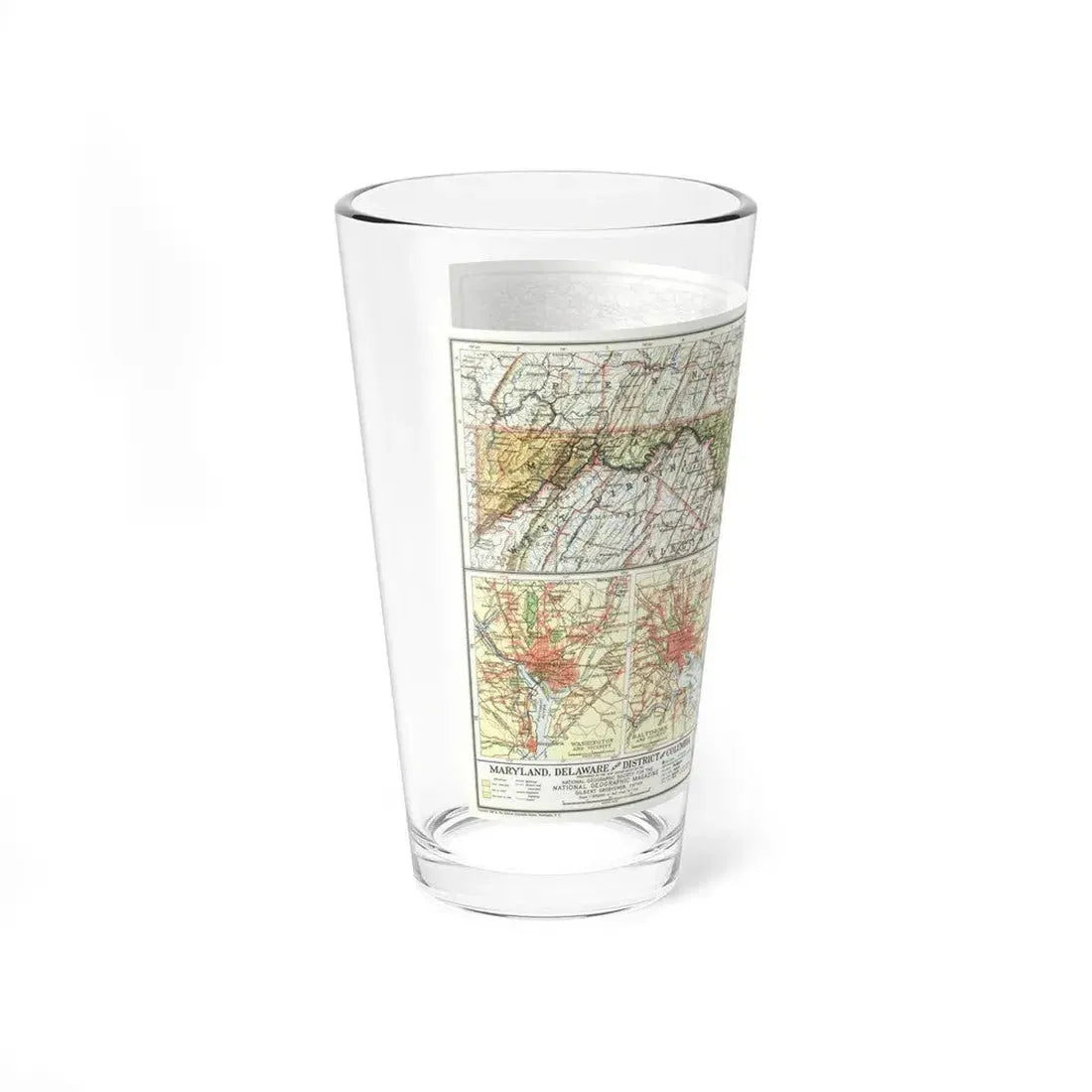 USA - Maryland, Delaware (1927) (Map) Pint Glass 16oz - Go Mug Yourself