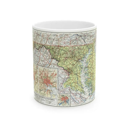 USA - Maryland, Delaware (1927) (Map) White Coffee Mug 11oz - Go Mug Yourself
