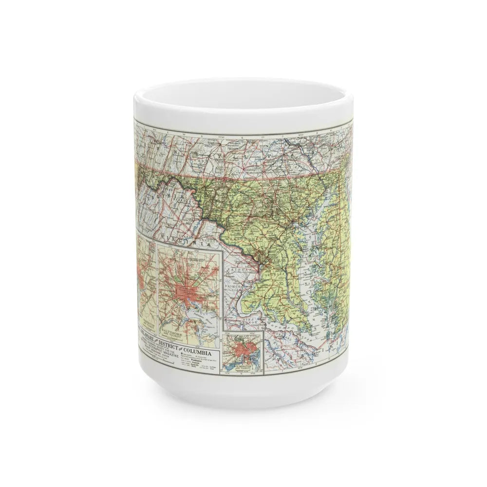 USA - Maryland, Delaware (1927) (Map) White Coffee Mug-15oz-Go Mug Yourself