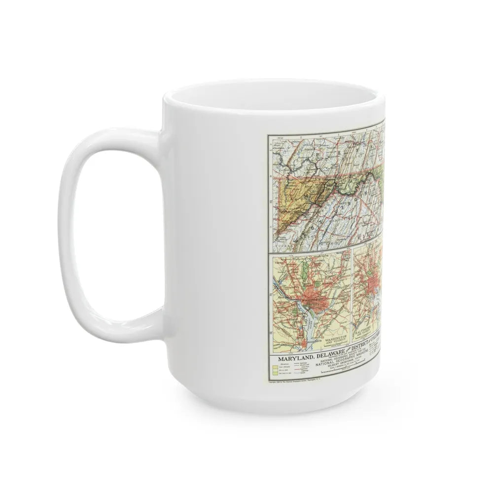 USA - Maryland, Delaware (1927) (Map) White Coffee Mug-Go Mug Yourself