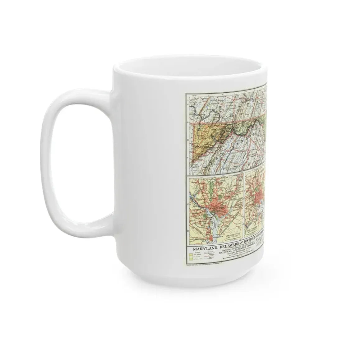 USA - Maryland, Delaware (1927) (Map) White Coffee Mug - Go Mug Yourself