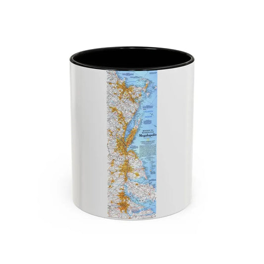 USA - Megalopolis- Boston to Washington (1994) (Map) Accent Coffee Mug 11oz Black - Go Mug Yourself