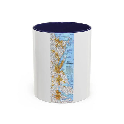 USA - Megalopolis- Boston to Washington (1994) (Map) Accent Coffee Mug 11oz Navy - Go Mug Yourself