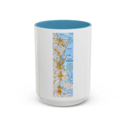 USA - Megalopolis- Boston to Washington (1994) (Map) Accent Coffee Mug 15oz Light Blue - Go Mug Yourself