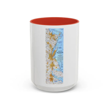 USA - Megalopolis- Boston to Washington (1994) (Map) Accent Coffee Mug 15oz Red - Go Mug Yourself