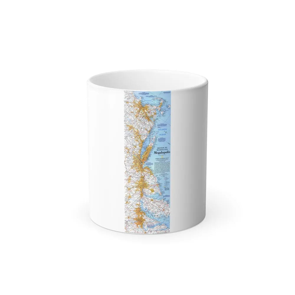 USA - Megalopolis- Boston to Washington (1994) (Map) Color Changing Mug 11oz-Go Mug Yourself