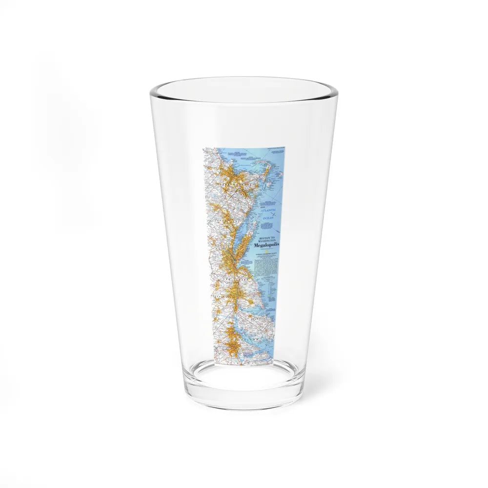 USA - Megalopolis- Boston to Washington (1994) (Map) Pint Glass 16oz-16oz-Go Mug Yourself