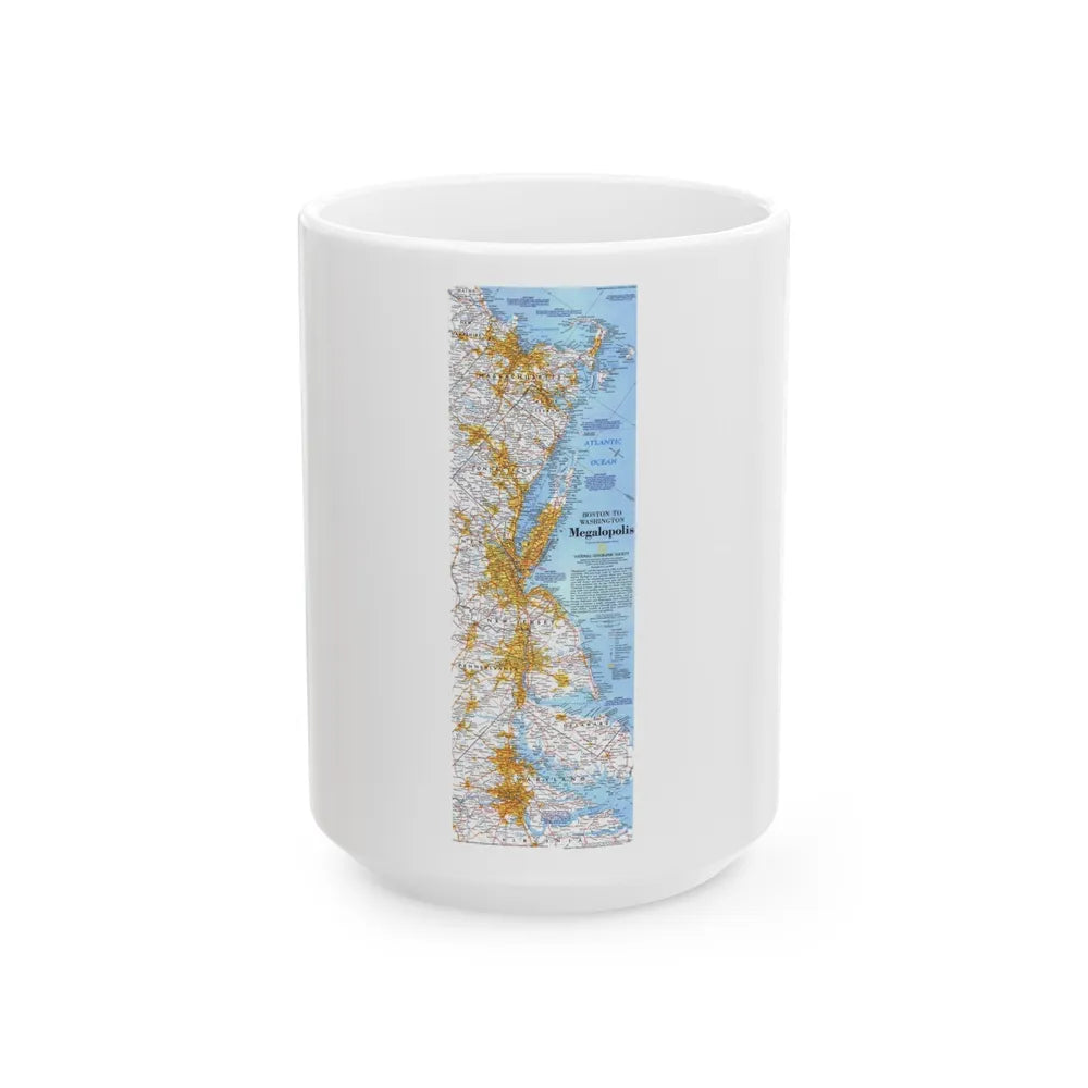 USA - Megalopolis- Boston to Washington (1994) (Map) White Coffee Mug-15oz-Go Mug Yourself