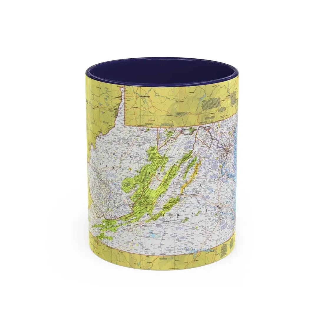 USA - Mid-Atlantic States 1 (1976) (Map) Accent Coffee Mug 11oz Navy - Go Mug Yourself