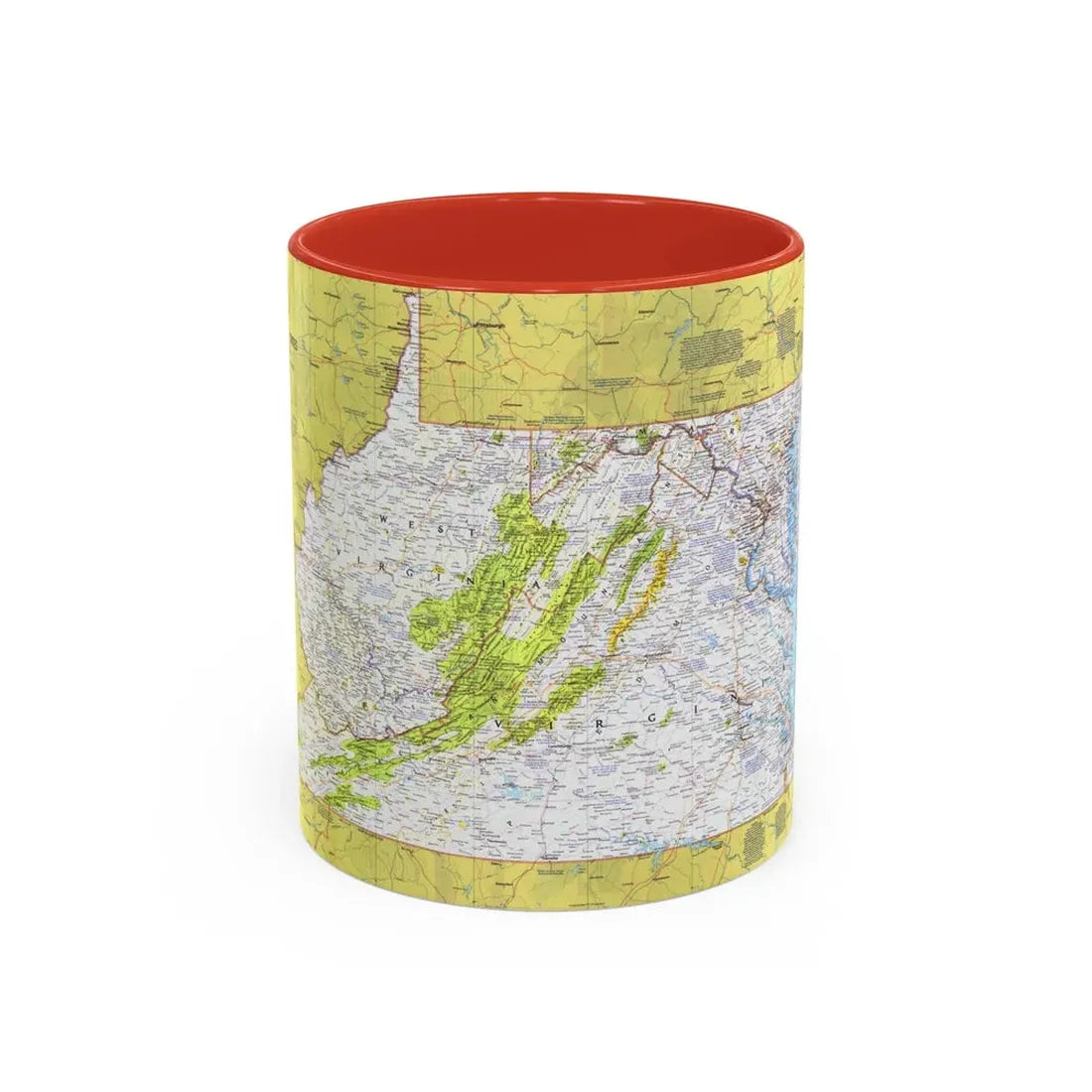 USA - Mid-Atlantic States 1 (1976) (Map) Accent Coffee Mug 11oz Red - Go Mug Yourself
