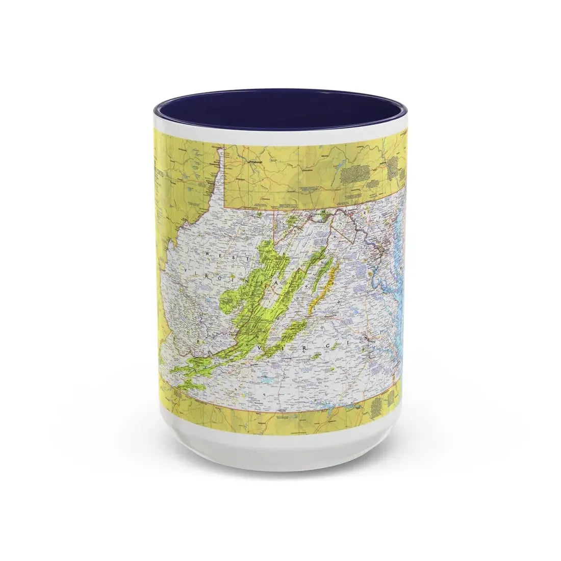 USA - Mid-Atlantic States 1 (1976) (Map) Accent Coffee Mug 15oz Navy - Go Mug Yourself