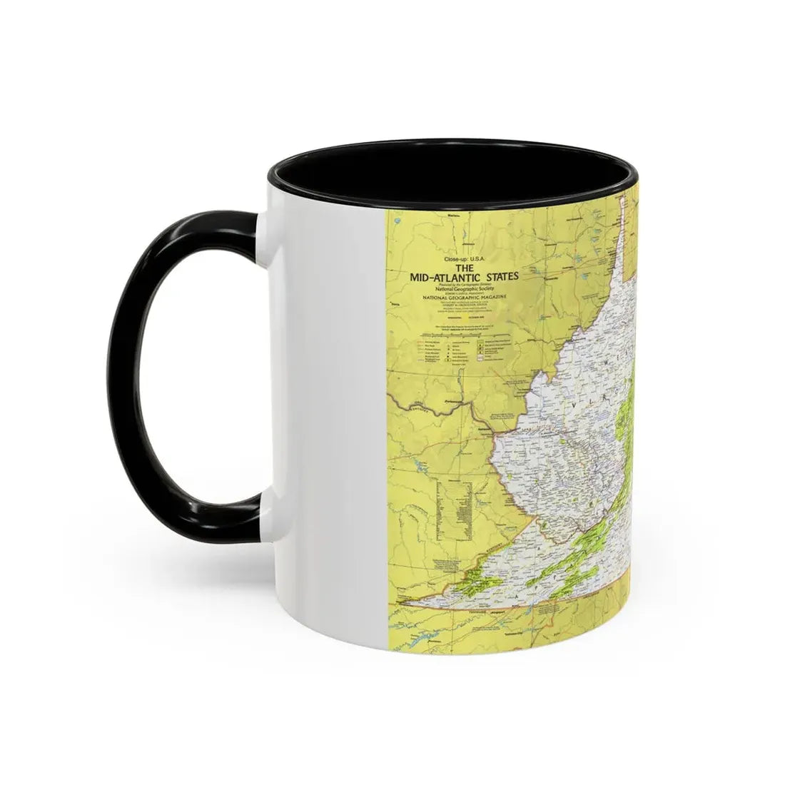 USA - Mid-Atlantic States 1 (1976) (Map) Accent Coffee Mug - Go Mug Yourself