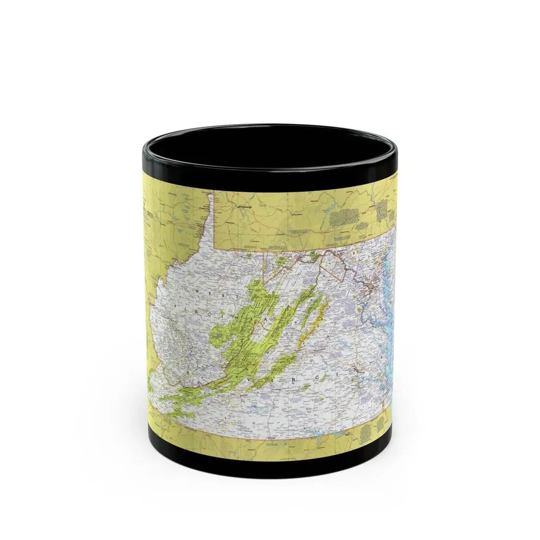 USA - Mid-Atlantic States 1 (1976) (Map) Black Coffee Mug 11oz - Go Mug Yourself