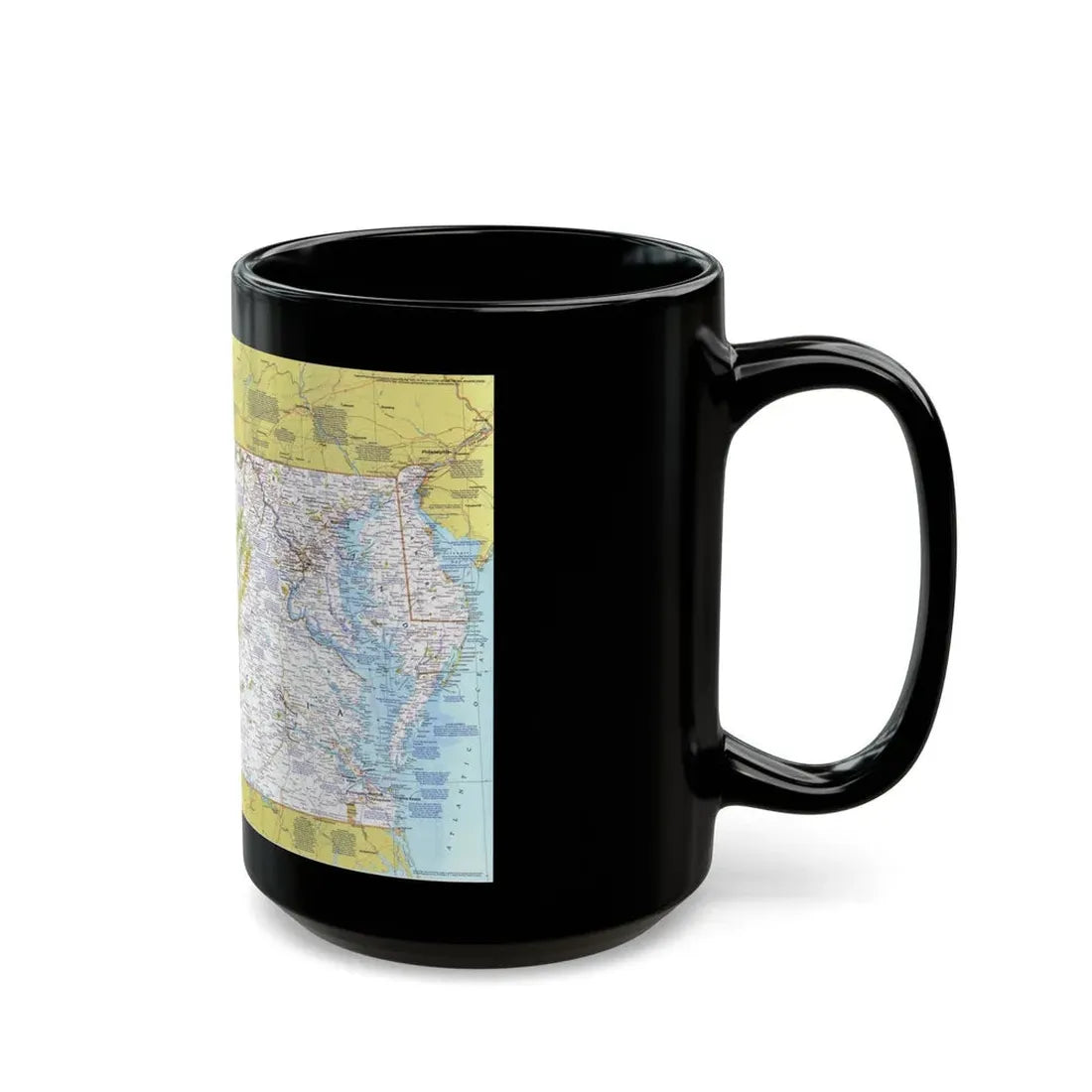 USA - Mid-Atlantic States 1 (1976) (Map) Black Coffee Mug - Go Mug Yourself