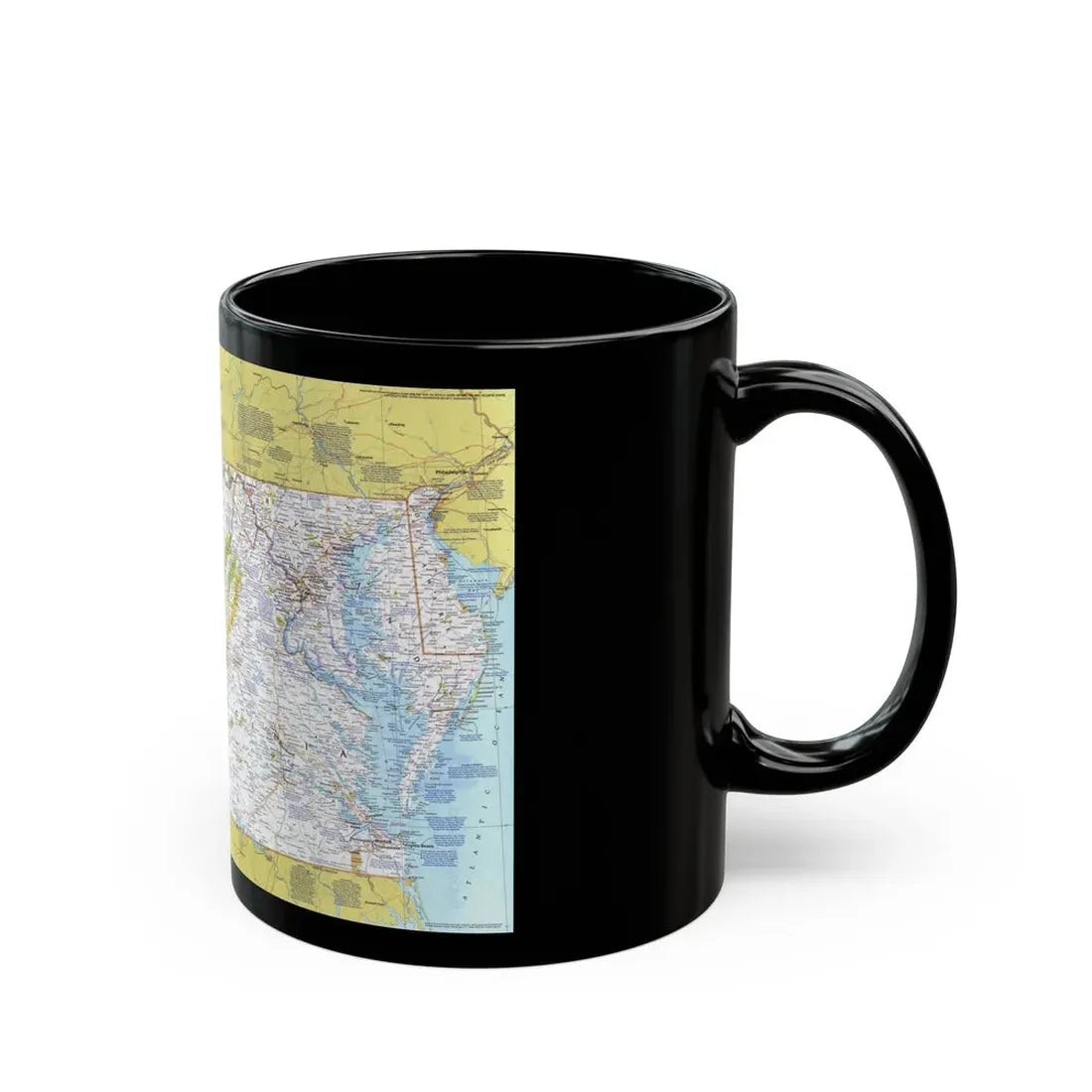 USA - Mid-Atlantic States 1 (1976) (Map) Black Coffee Mug - Go Mug Yourself