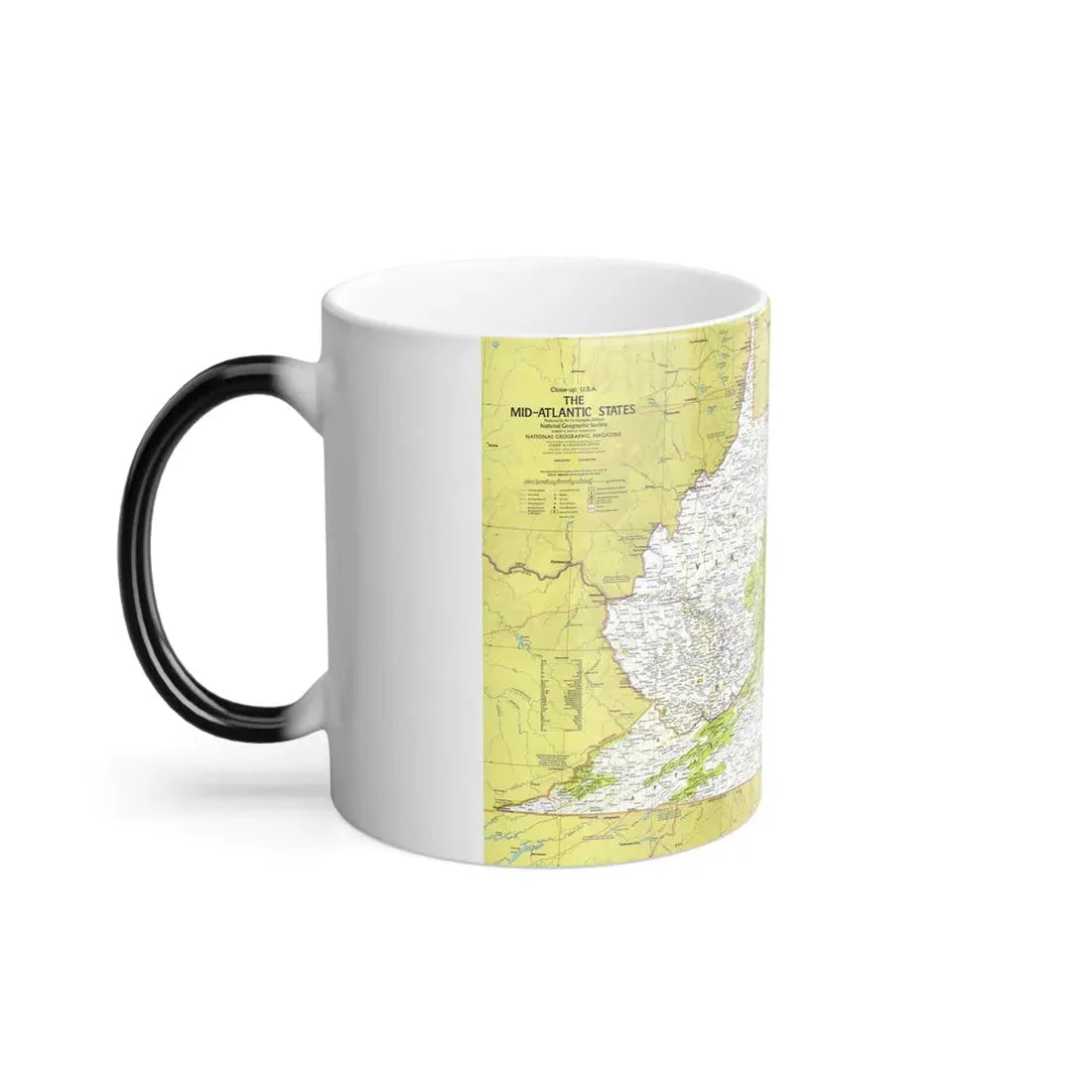 USA - Mid-Atlantic States 1 (1976) (Map) Color Changing Mug 11oz - Go Mug Yourself