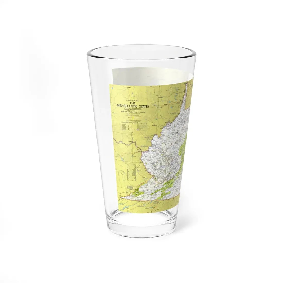 USA - Mid-Atlantic States 1 (1976) (Map) Pint Glass 16oz - Go Mug Yourself