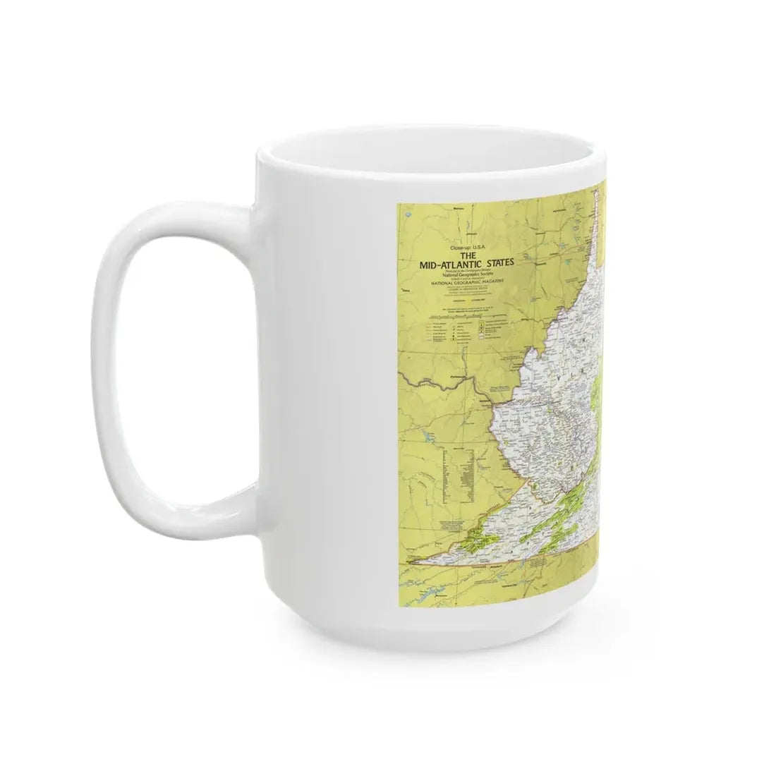 USA - Mid-Atlantic States 1 (1976) (Map) White Coffee Mug - Go Mug Yourself