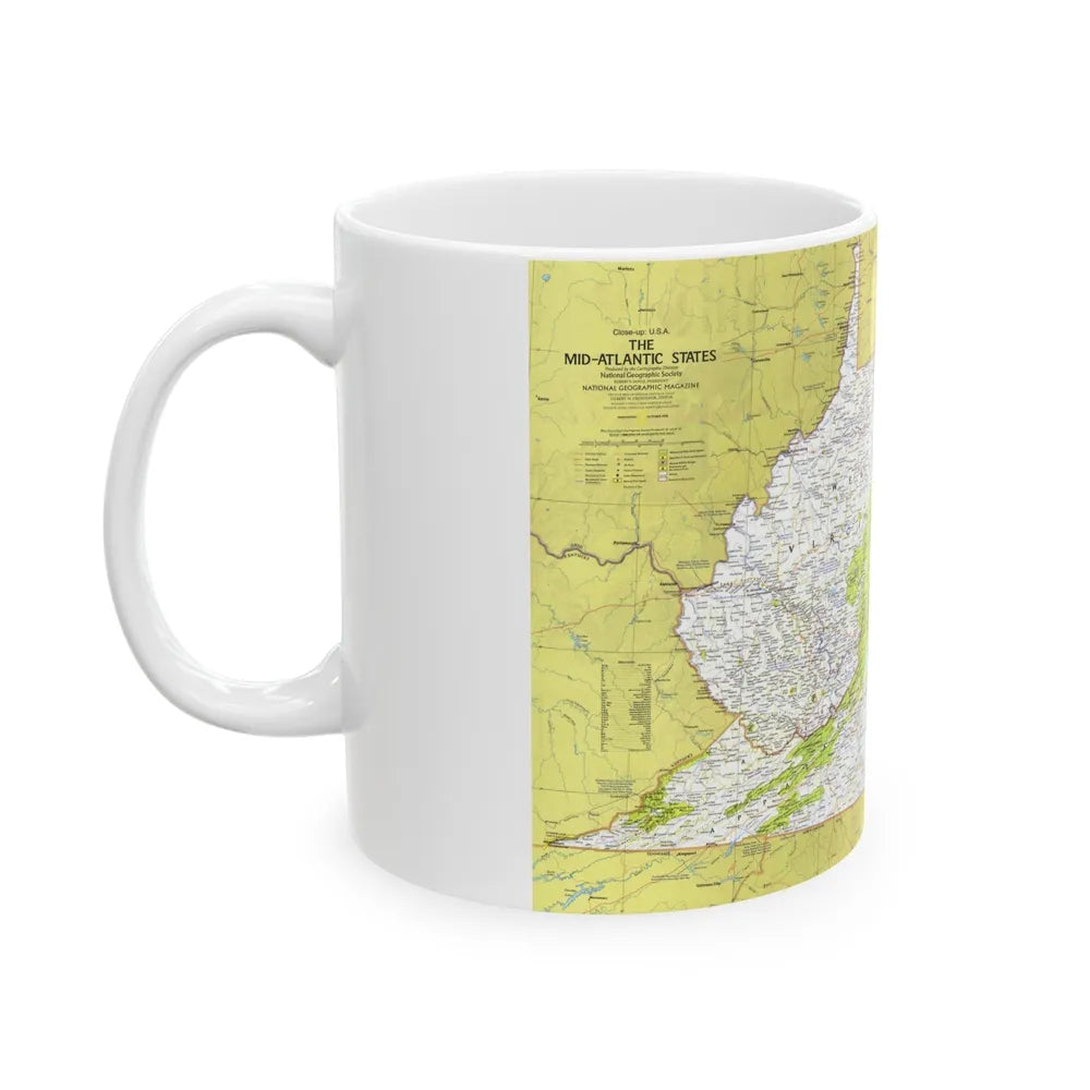 USA - Mid-Atlantic States 1 (1976) (Map) White Coffee Mug-Go Mug Yourself