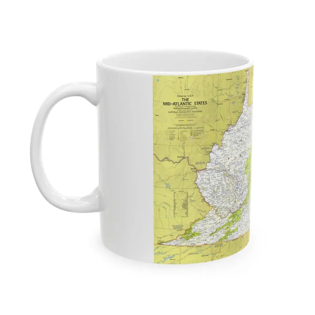 USA - Mid-Atlantic States 1 (1976) (Map) White Coffee Mug - Go Mug Yourself