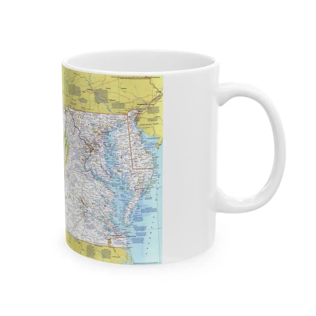 USA - Mid-Atlantic States 1 (1976) (Map) White Coffee Mug - Go Mug Yourself