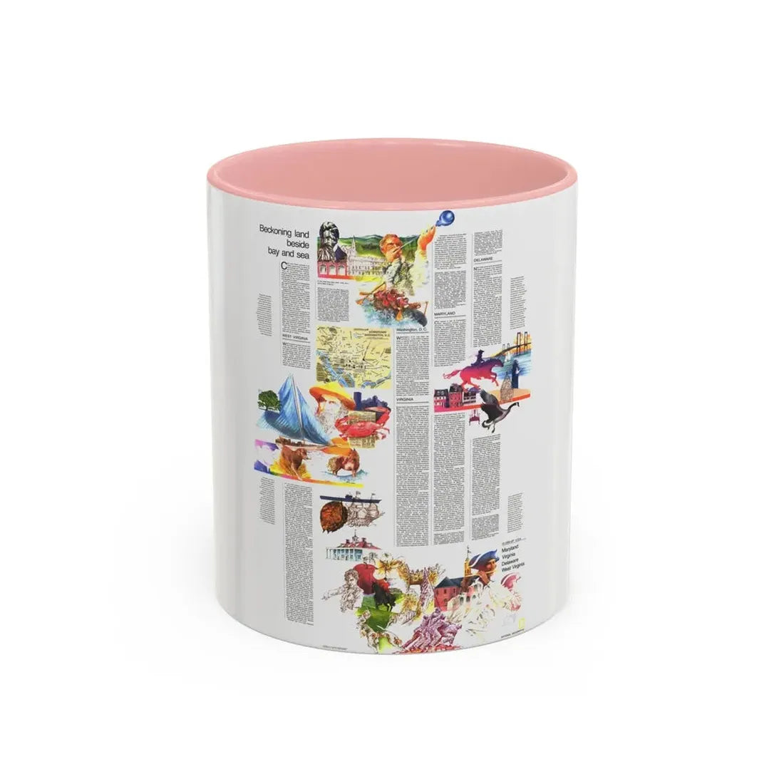 USA - Mid-Atlantic States 2 (1976) (Map) Accent Coffee Mug 11oz Pink - Go Mug Yourself