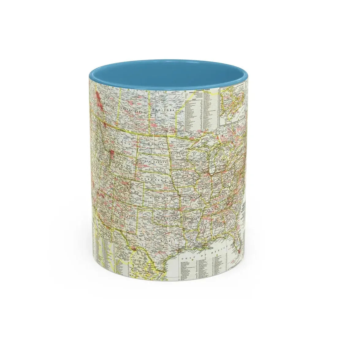 USA - National Parks and Historic Sites 1 (1958) (Map) Accent Coffee Mug 11oz Light Blue - Go Mug Yourself