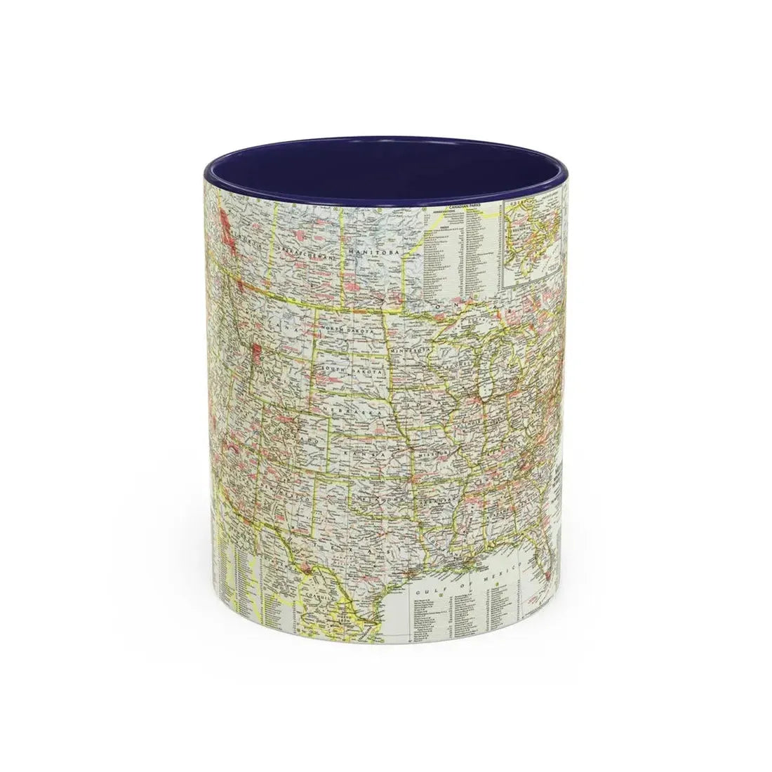 USA - National Parks and Historic Sites 1 (1958) (Map) Accent Coffee Mug 11oz Navy - Go Mug Yourself