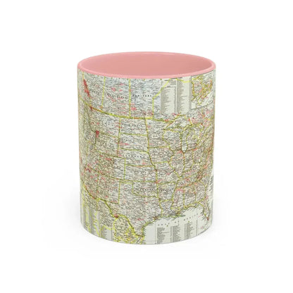 USA - National Parks and Historic Sites 1 (1958) (Map) Accent Coffee Mug 11oz Pink - Go Mug Yourself