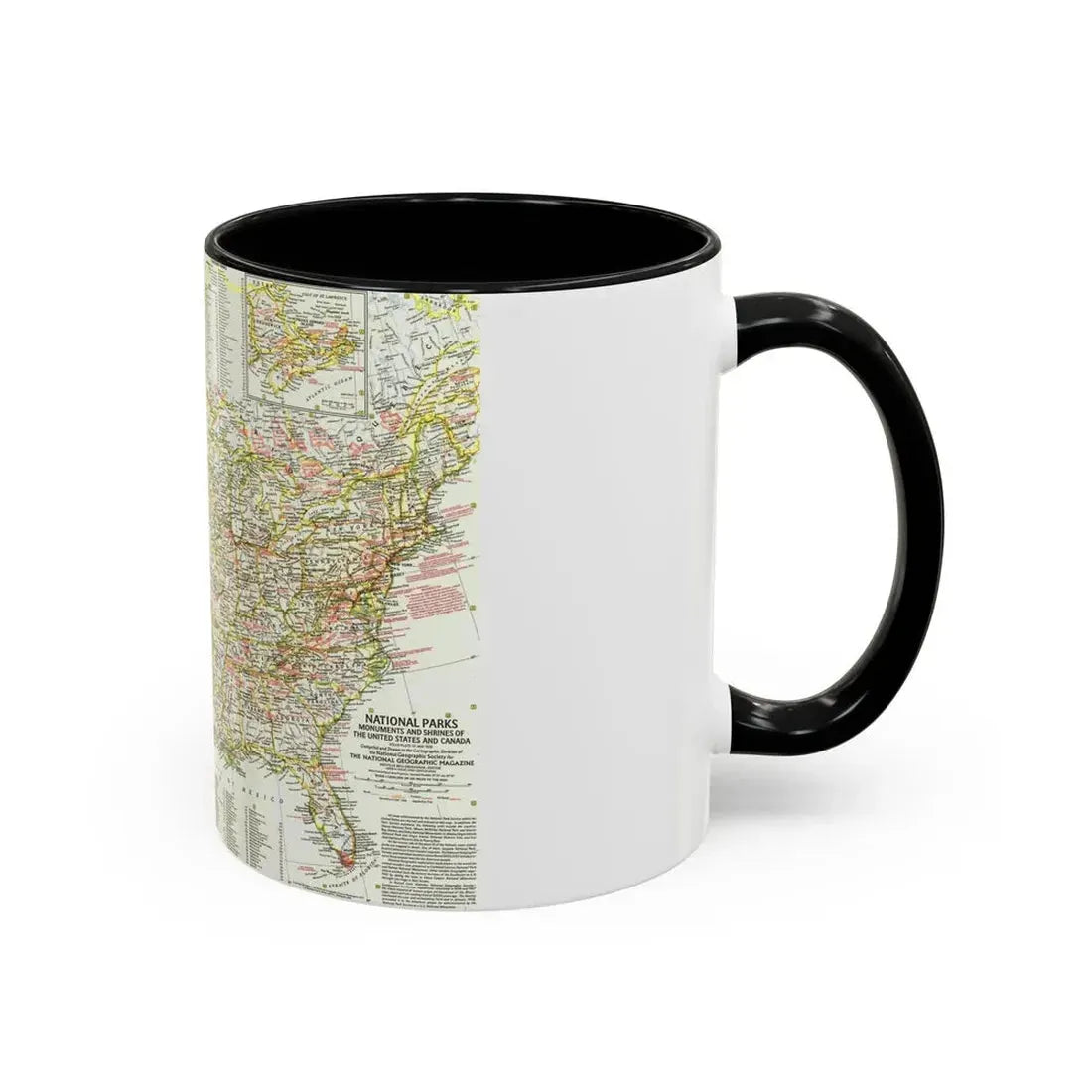 USA - National Parks and Historic Sites 1 (1958) (Map) Accent Coffee Mug - Go Mug Yourself