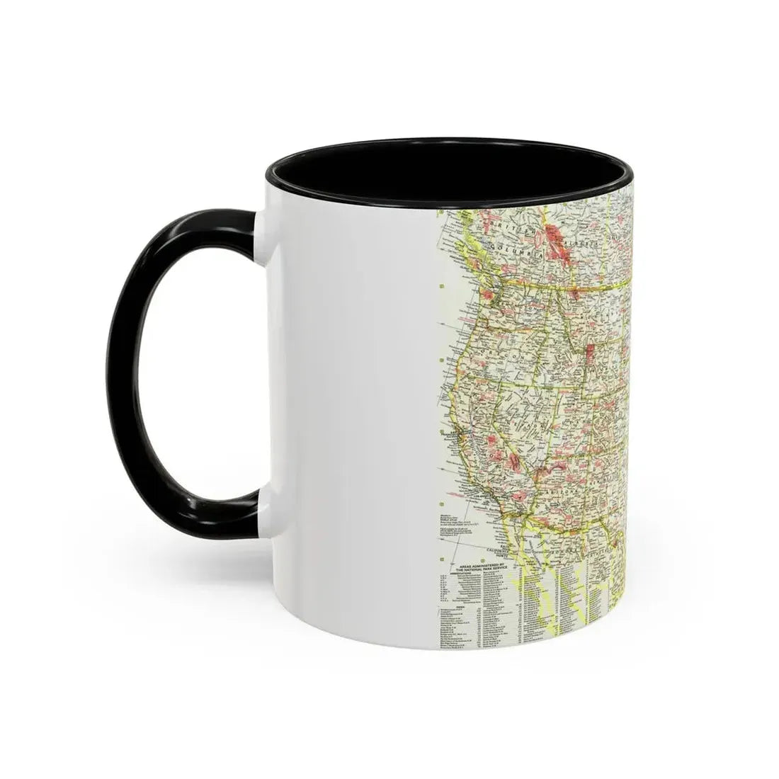 USA - National Parks and Historic Sites 1 (1958) (Map) Accent Coffee Mug - Go Mug Yourself