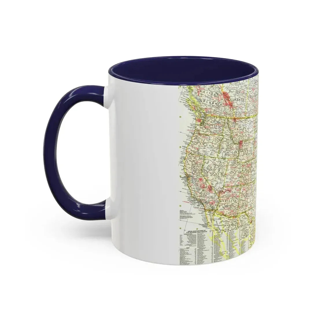 USA - National Parks and Historic Sites 1 (1958) (Map) Accent Coffee Mug - Go Mug Yourself