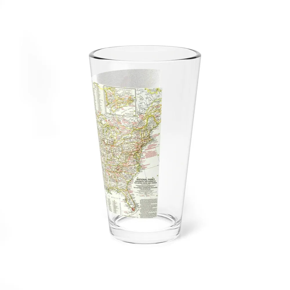 USA - National Parks and Historic Sites 1 (1958) (Map) Pint Glass 16oz-Go Mug Yourself