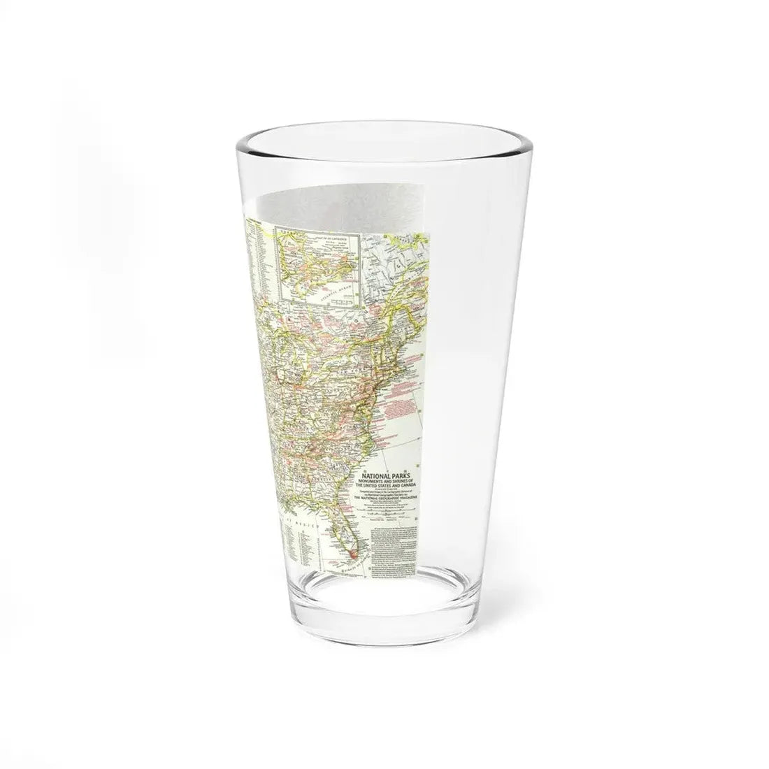 USA - National Parks and Historic Sites 1 (1958) (Map) Pint Glass 16oz - Go Mug Yourself