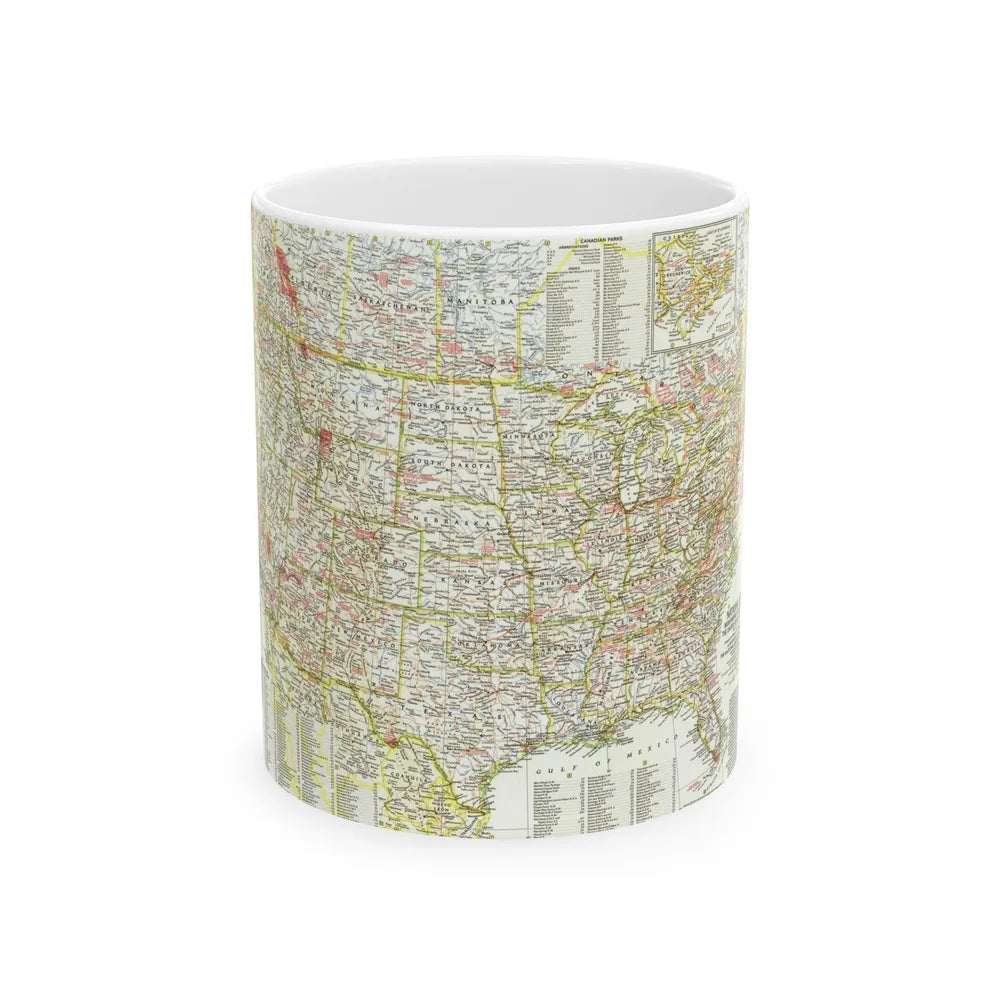 USA - National Parks and Historic Sites 1 (1958) (Map) White Coffee Mug-11oz-Go Mug Yourself