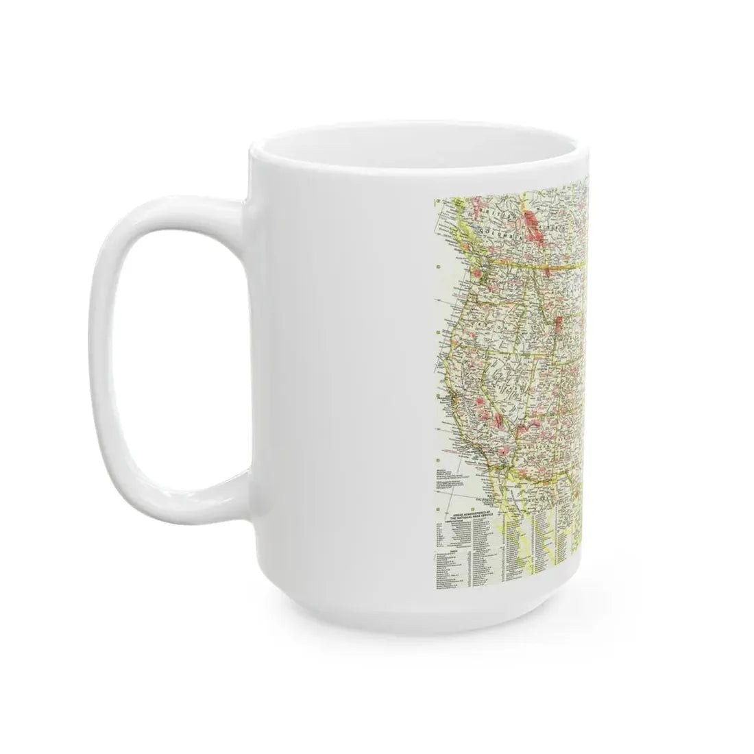 USA - National Parks and Historic Sites 1 (1958) (Map) White Coffee Mug - Go Mug Yourself