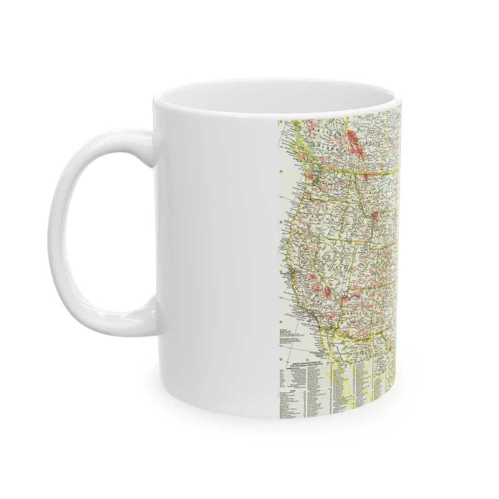 USA - National Parks and Historic Sites 1 (1958) (Map) White Coffee Mug-Go Mug Yourself